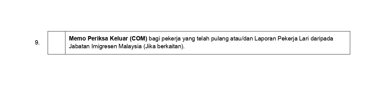 SENARAI SEMAK PERMOHONAN PENGAMBILAN PEKERJA ASING